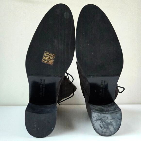 Freda Salvador NEW Ace Suede Leather Grey Lace Up High Heel Desert Boots Size 7 - Picture 10 of 11